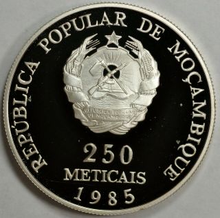Mozambique 1985 Silver Proof 250m 10th Anniv.  Of Independence
