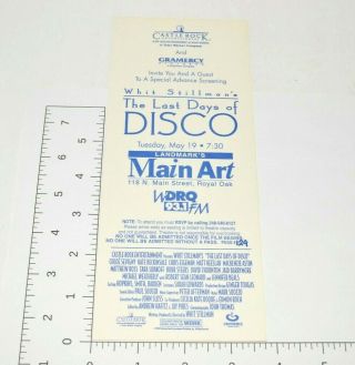 The Last Days Of Disco Collectible Advance Movie Screening Ticket Chloe Sevigny