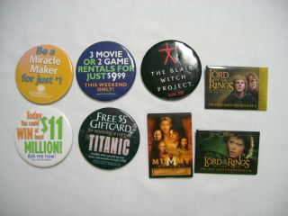 8 Blockbuster Video Dvd And Donation Promo Ad Pin Back Badges