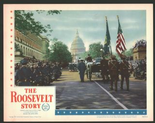 Roosevelt Story Title Lobby Card (vf) Movie Poster Art 1948 Fdr Memorial 178
