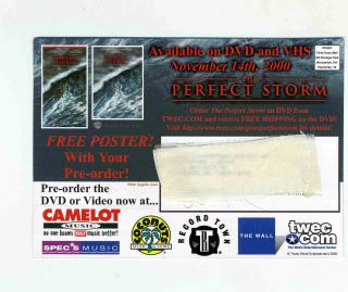 PERFECT STORM 2000 VHS/DVD PROMO POSTCARD 2