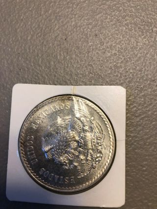 1948 Mexico 5 Cinco Pesos Silver Coin 30 Grams Ley 0.  900 Uncirculated
