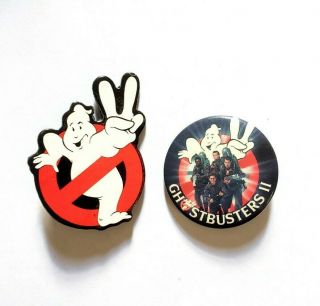 Vintage 1989 Ghostbusters 2 Movie Promo Pin Set - Bill Murray Ii Logo Button