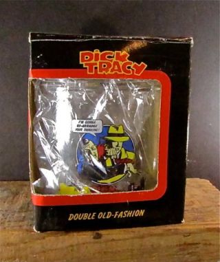 Vintage Dick Tracy Old Fashioned Glass Double Walled W/ Glitter & Floaters Iob