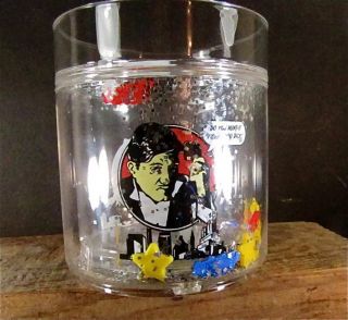 Vintage DICK TRACY Old Fashioned Glass Double Walled w/ Glitter & Floaters IOB 2