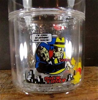 Vintage DICK TRACY Old Fashioned Glass Double Walled w/ Glitter & Floaters IOB 3