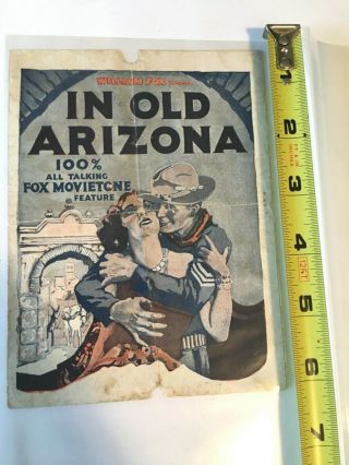 In Old Arizona Vintage Movie Handbill Bedford Massachusetts Theatre