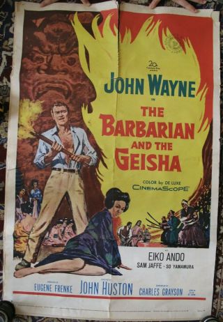 1958 " The Barbarian And The Geisha " W John Wayne Movie Poster Full Sheet Century