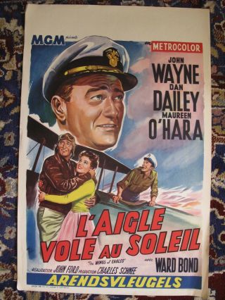 1957 " The Wings Of Eagles " Belgian Movie Poster John Wayne Noreserv