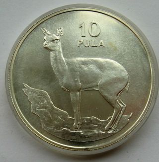 Botswana 10 Pula 1978 Klipspringer Conservation Silver Coin Aunc