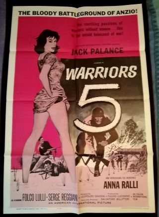 Warriors Five 1962 Vintage 1 - Sheet Poster Ff Jack Palance Anna Ralli (b)