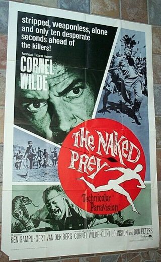 The Naked Prey 1965 Paramount 1sht.  Cornel Wilde
