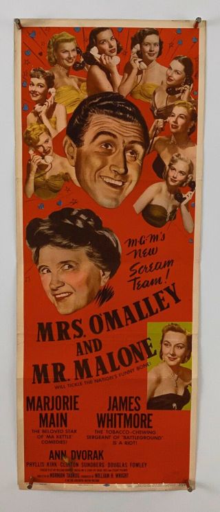 Mrs O’malley And Mr Malone Movie Poster (good, ) Insert 1951 355