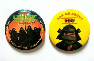 Vintage 1993 Teenage Mutant Ninja Turtles Iii Movie Promo Button Set Tmnt 3 Pin