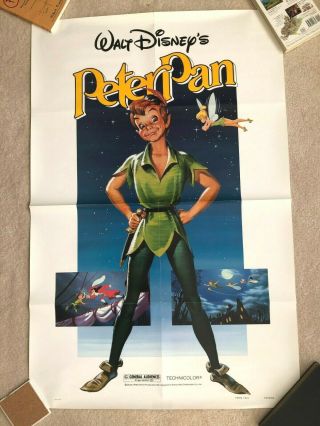 Walt Disney Peter Pan 1982 Movie Poster 27 X 40 Tinker Bell Wendy