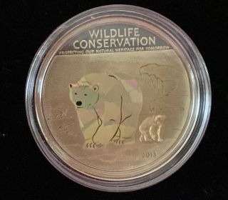 Cook Islands 2013 5 Dollar Silver Coin: Wildlife Conservation Elizabeth Ii