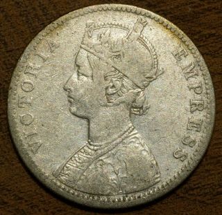 1886 India British Rupee Silver Coin Victoria Empress Crowned Bust
