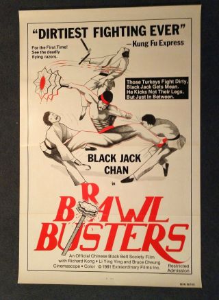 1981 Brawl Busters 3 Sheet Folded Movie Poster 41 " X 27 " Karate Kung Fu