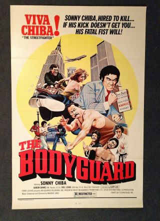1976 The Bodyguard Kung Fu Karate Folded Movie Poster 41 " X 27 "
