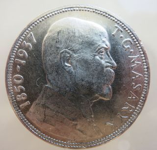 Czechoslovakia Silver 20 Korun 1937 Unc Masaryk