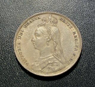 Great Britain 1892 Shilling Silver Coin: Victoria