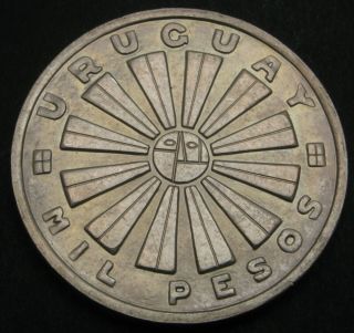 Uruguay 1000 Pesos 1969 So - Silver - F.  A.  O.  - Aunc - 1955