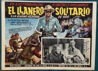 The Lone Ranger Clayton Moore Jay Silverheels Mexican Lobby Card 1956