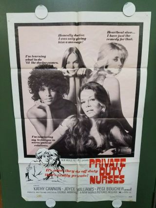1971 Private Duty Nurse One Sheet Poster 27 " X41 " Kathy Cannon Sexploitation