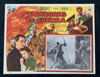 Drums Along The Mohawk Henry Fonda Claudette Colbert Mexican Lobby Card 1939