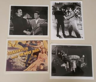 4 8x10 B&w Movie Stills Photos Frankenstein Meets The Wolf Man Horror Film