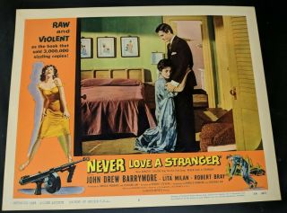 Never Love A Stranger 1958 Film Noir Movie Lobby Card No.  7 Very Fine