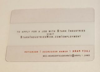 STARK INDUSTRIES Business Card - Avengers Promo - San Diego Comic Con/SDCC -. 2