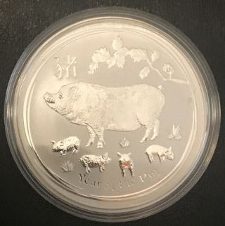 2019 Australian Lunar Year Of The Pig (w/ Piglets) 1 Oz.  9999 Silver Coin Bu
