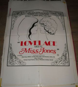 1975 Linda Lovelace Meets Miss Jones 1 Sheet Movie Poster Georgina Spelvin Rains