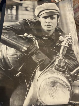 Exceptional 29x40” 1966 Marlon Brando Motorcycle Movie Personality Poster Nyc