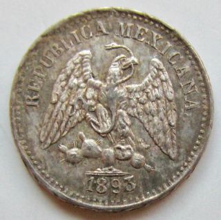 Mexico Second Republic 1893 - Gas Silver 5 Centavos Guadalajara