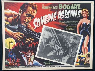 Humphrey Bogart Midnight Sombras Asesinas Mexican Lobby Card 1934