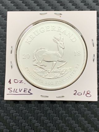 2018 South Africa Krugerrand 1 Oz Ounce.  999 Fine Silver Bullion Coin