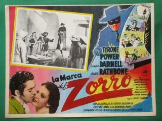 The Mark Of Zorro Tyrone Power Linda Darnell Art Mexican Lobby Card