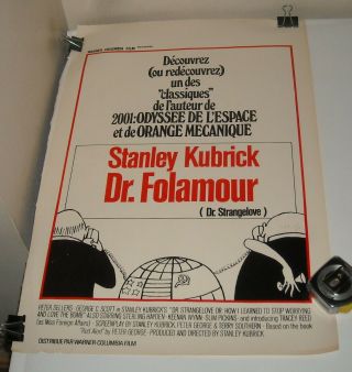 Rolled Stanley Kubrick Dr.  Strangelove French Movie Poster Peter Sellers Comedy