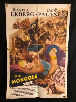 The Mongols 1961 One Sheet Movie Poster Anita Ekberg,  Jack Palance