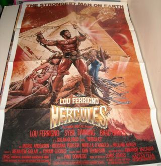 1983 Hercules 1 Sheet Movie Poster Lou Ferrigno Sybil Danning Rosanna Podesta