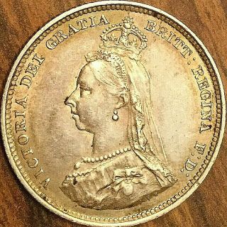 1887 Great Britain Victoria Silver Shilling Coin - Example