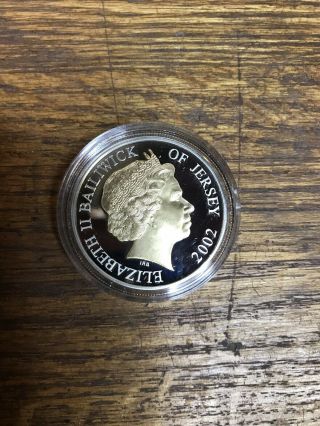 Jersey 5 Pounds 2002,  Silver Proof With Gilt,  Golden Jubilee Of Elizabeth Ii