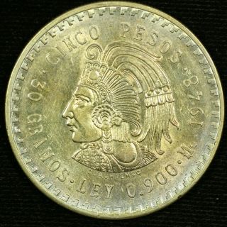 Mexico.  1948 Uncirculated.  Cinco Pesos 30g.  900 Silver Coin Estados Unidos.