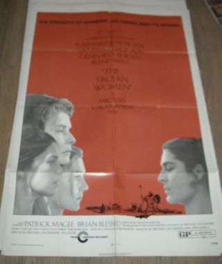 1971 The Trojan Women 1 Sheet Movie Poster Katharine Hepburn Vanessa Redgrave