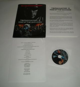 Terminator 3 Rise Of The Machines Movie Promo Press Kit W Cd/dvd Schwarzenegger