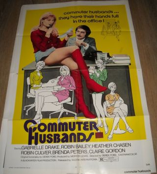1973 Commuter Husbands 1 Sheet Movie Poster Sexploitation Gabrielle Drake Gga