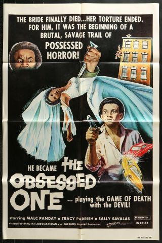 The Obsessed One Rare Cult Horror 1974 One Sheet Movie Poster 27 X 41