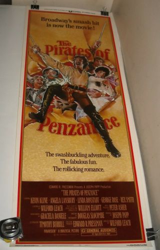 Rolled 1983 The Pirates Of Penzance 14 X 36 Movie Poster Kevin Kline Rex Smith